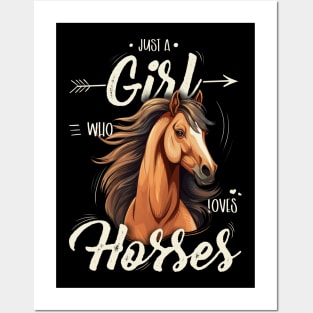 Girl's Riding Equestrian "Just A Girl Who Loves Horses" Posters and Art